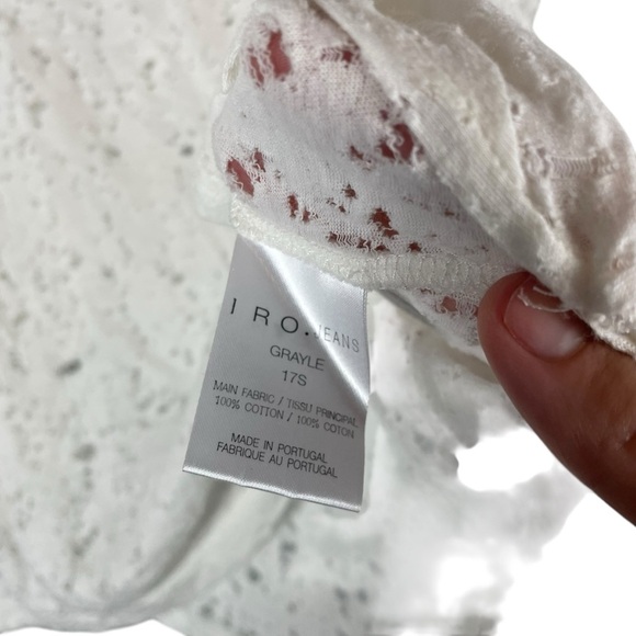 IRO Jeans Grayle Distressed White Cotton Tee Shirt Size M - Picture 7 of 9